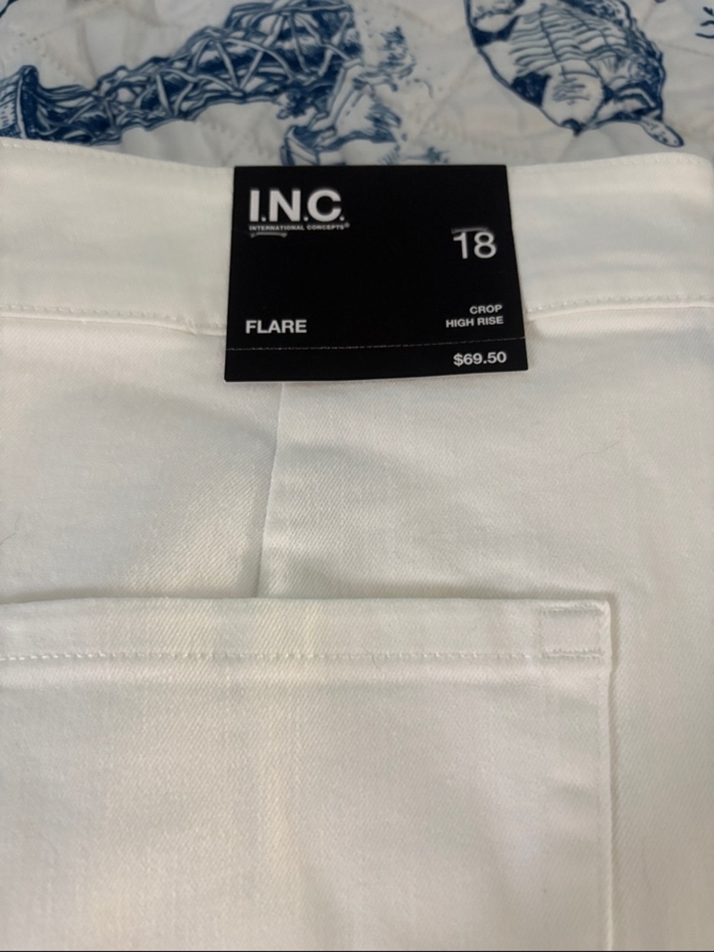 INC International Concepts White High-Rise Crop Flare Pants
